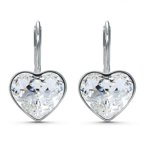 Swarovski Jewellery Swarovski Bella Heart Rhodium Plated Pierced Earrings Jewellery From Faith