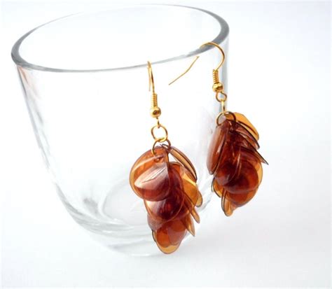 Upcycled Jewelry Brown Earrings Handmade Of Recycled Plastic Bottle