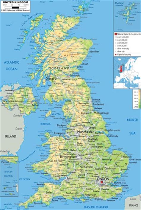 Administrative Physical And Relief Map Of United Kingdom