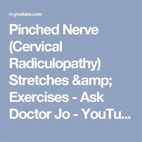 Cervical Radiculopathy Exercises Video