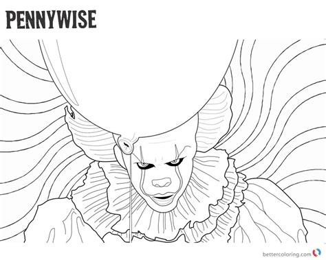 Scary Pennywise Coloring Pages More Images For Scary Pennywise