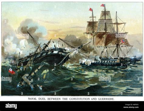 Naval Battle Between The Frigate Uss Constitution And The British Ship