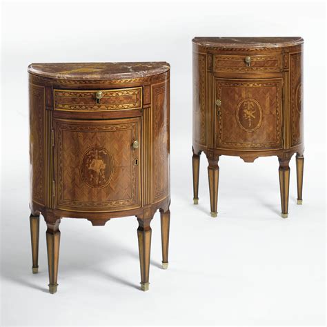 309 A Pair Of Italian Neoclassical Style Walnut And Fruitwood