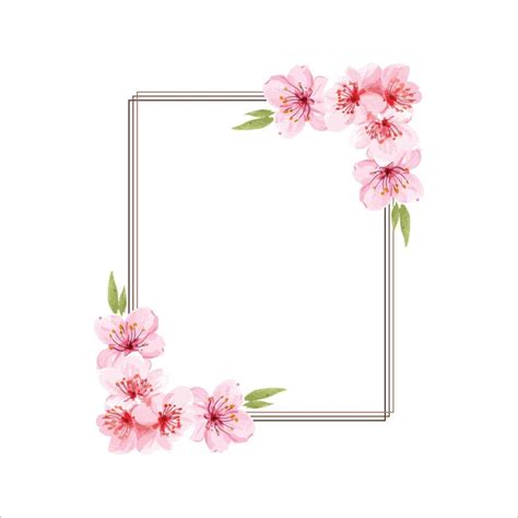 Spring Floral Border Cherry Blossoms Pink Flowers Frame Flower