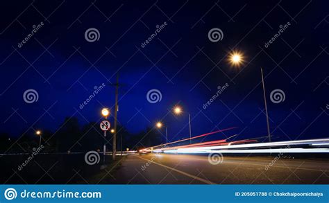 Long Exposure Of Traffic Light Trails At Nigh Stock Photo Image Of