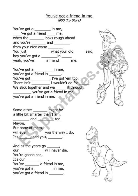 Youve Got A Friend In Me Toy Story Esl Worksheet By Montsecreus