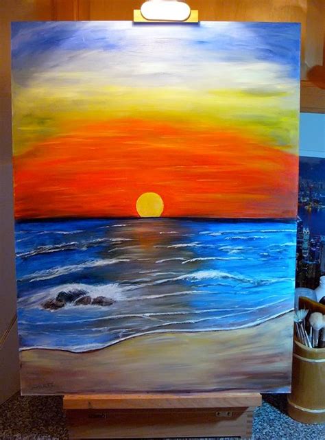 Acrylic Paintings Sunset Acrylic Painting By Dx