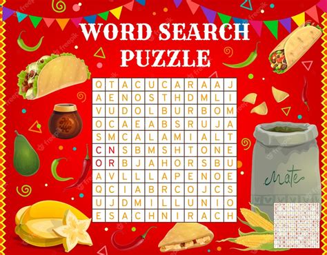Premium Vector Mexican Fast Food Meals Word Search Puzzle Game