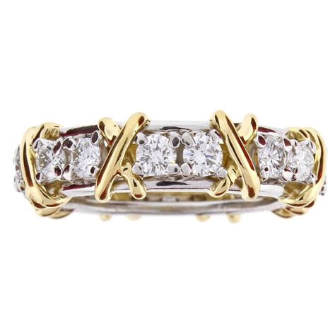 Tiffany And Co Schlumberger 16 Stone Diamond Gold X Ring At 1stdibs