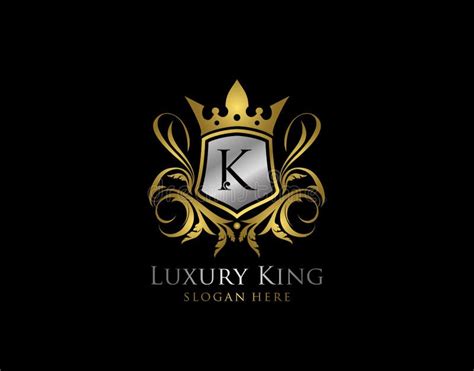 Luxury King K Letter Gold Logo Golden K Classic Shield Crown Stock