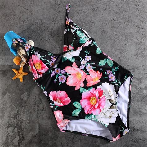 2017 new floral printed one piece swimsuit swimwear women sexy monokini deep v swimsuit maillot