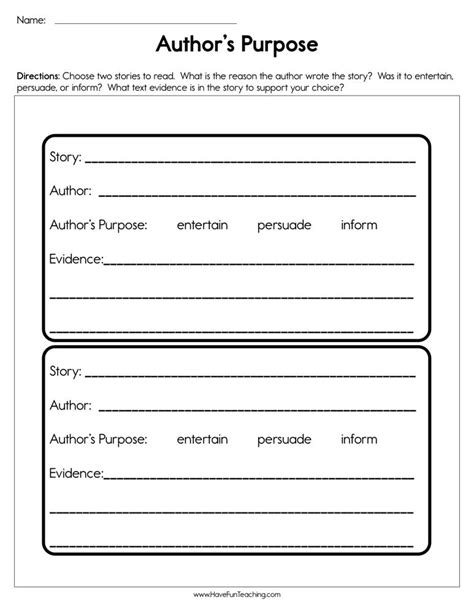 Authors Purpose Worksheet By Teach Simple
