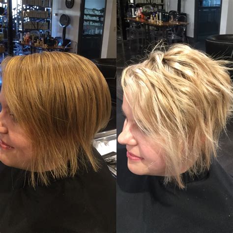 Blonde Hair Color Before And After Blonde Pixie Blonde Hair Color