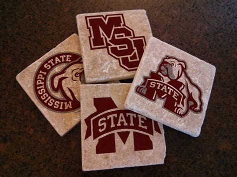 Mississippi State University Stone Coaster Set Stone Drink Coasters