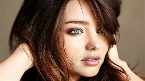 Women Model Celebrity Miranda Kerr Face Brunette Blue Eyes