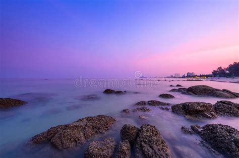 Sea Shore After Sunset At Hua Hin Beach Thailand Stock Photo Image