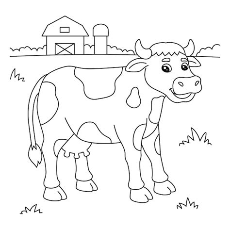 Página para colorir de vaca para crianças Vetor Premium