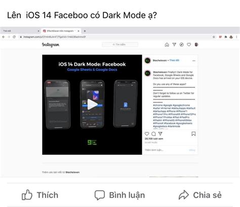 Dark mode replaces light user interface elements with predominantly black or darkened counterparts. iOS 14 cho phép bật Dark Mode trên ứng dụng Facebook