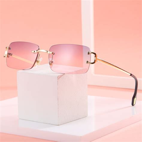 sun glasses sunglasses shades vintage square rimless sunglasses women 2023 luxury aliexpress