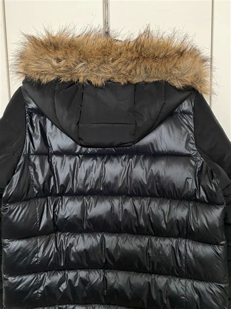 Derek Lam 10 Crosby Black Parka Coat Long Faux Fur Hooded Winter Jacket