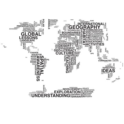 Typography Map Image White Words Clear Background National