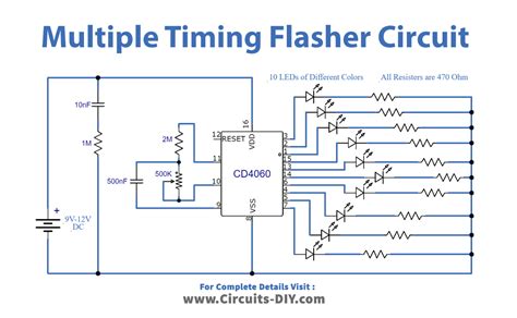 Multiple Timing Led Flasher Using Cd Ic