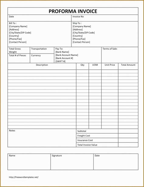Carrier Invoice Template