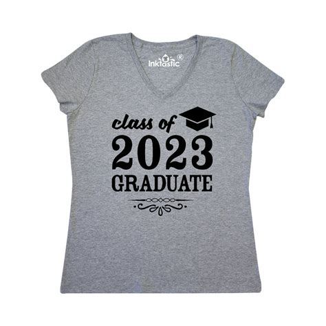 Inktastic Class Of 2023 Graduate With Graduation Cap Womens V Neck T
