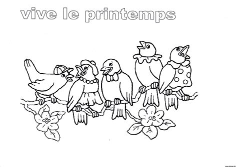 Coloriage Vive Le Printemps Maternelle Oiseaux