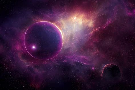 Premium Photo Extrasolar Planet And Asteroid On Purple Cosmic Nebula
