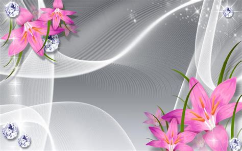 Hd Pink Lilies Silk Diamonds Wallpaper Download Free 93474