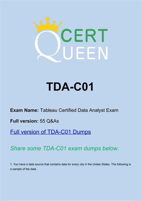Tda C Tableau Certified Data Analyst Exam Updated Material By Chen Donghua Issuu