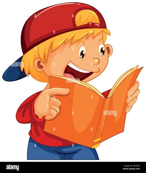 A Boy Reading A Book Illustration Stock Vector Image And Art Alamy
