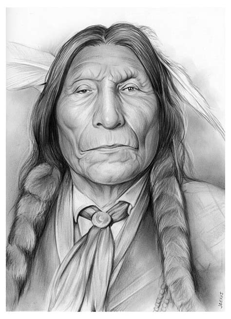 Wolf Robe American Indian Pencil Portrait By Greg Joens Native American Drawing Native