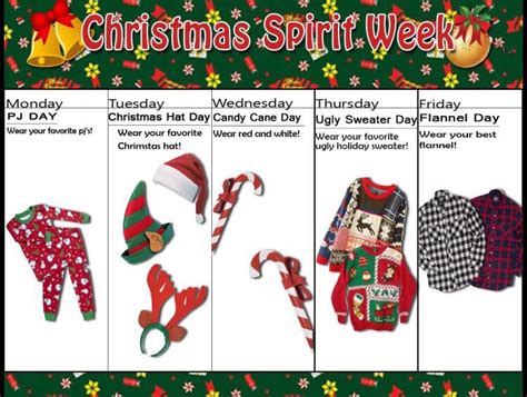 10 cool spirit day ideas for work to ensure you won't need to explore any more. Christmas Spirit Week Ideas : Holiday Spirit Week - Tyrone ...