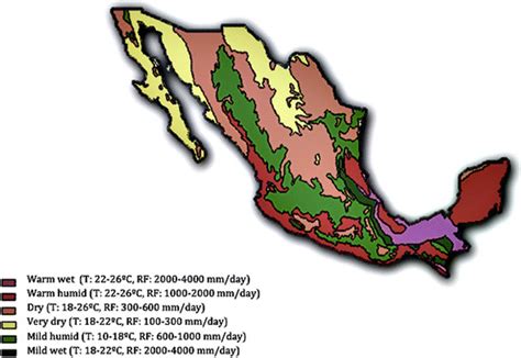 Climatic Regions Of Mexico Division Of Mexico According To Humidity Download Scientific