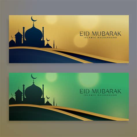 Eid Mubarak Banners Design Vectors 01 Welovesolo