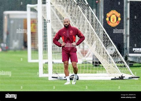 Manchester Uniteds Sofyan Amrabat During A Training Session At