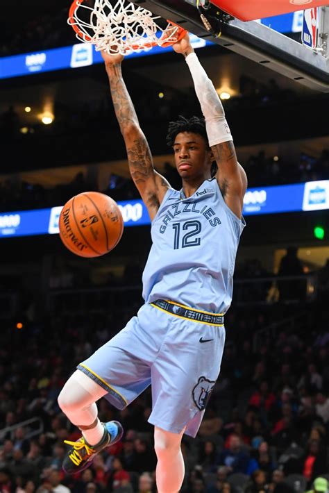 Ja morant of the memphis grizzlies poses for a portrait in the vancouver grizzlies uniform on november 18, 2019 at fedexforum in memphis, tennessee. Ja Morant vs. Trae Young turns into a balanced blowout for Grizzlies - The Daily Memphian