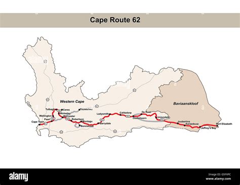 Cape Route 62 Map South Africa Stock Photo Alamy