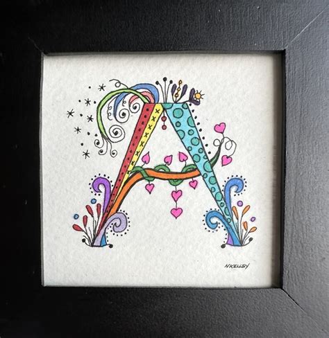 A Letter A Painting Original Painting Not A Print Tiny Painting