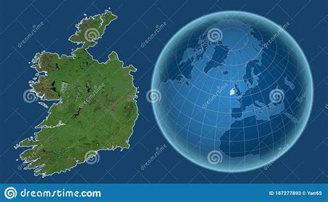 Ireland Satellite Country And Globe Isolated Stock Illustration