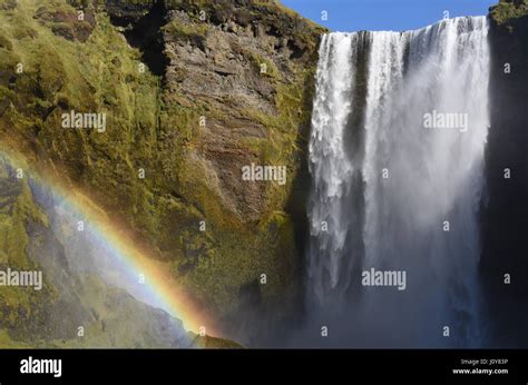 Skogafoss Waterfall And Rainbow Skogar South Iceland Stock Photo Alamy