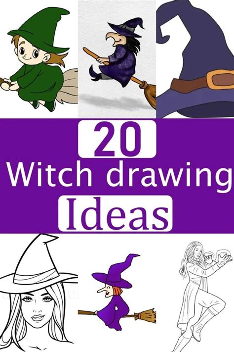 20 Witch Drawing Ideas For Halloween Decor In 2022 Witch Drawing