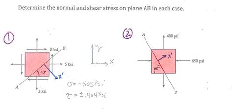 Solved Determine The Normal And Shear Stress On Plane Ab In