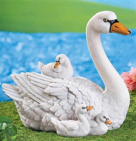 Created in a lost way casting bronze way. Graceful Swan Family Mama & Babies Outdoor Pond & Garden ...