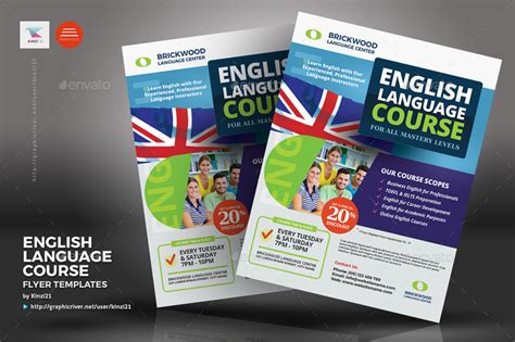 English Language Course Flyer Templates Print Templates Graphicriver