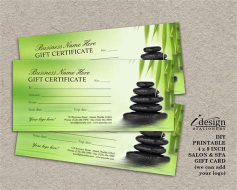 Salon And Spa Gift Certificates Printable Massage Therapist Gift Card