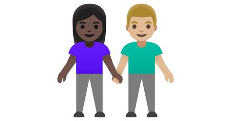 Woman And Man Holding Hands Dark Skin Tone Medium Light Skin Tone Emoji
