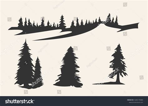 Vector Silhouette Different Pine Trees Can Stock Vector Royalty Free